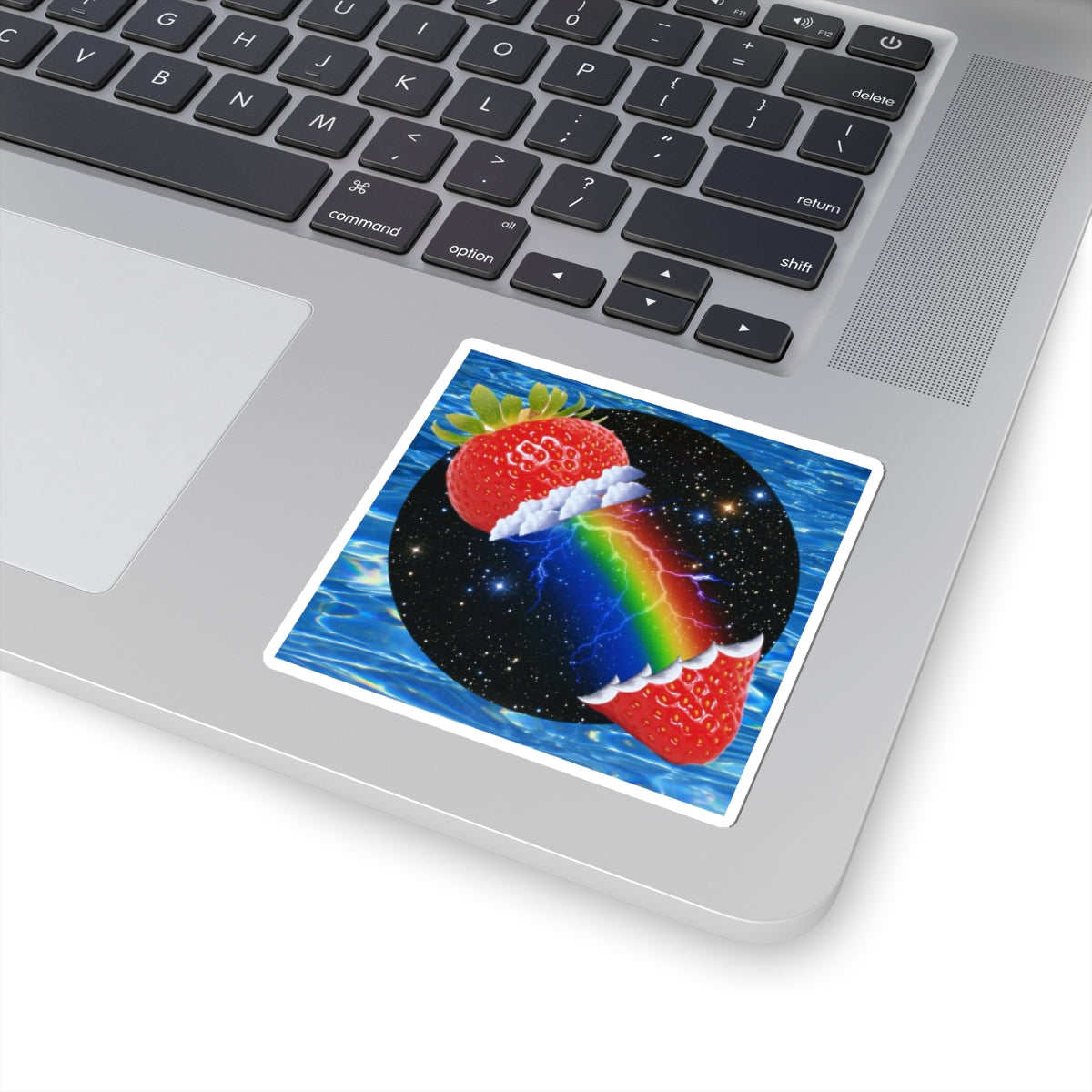 Psychedelic Strawberry Rainbow Sticker — Kiss-Cut Vinyl Laptop Decal