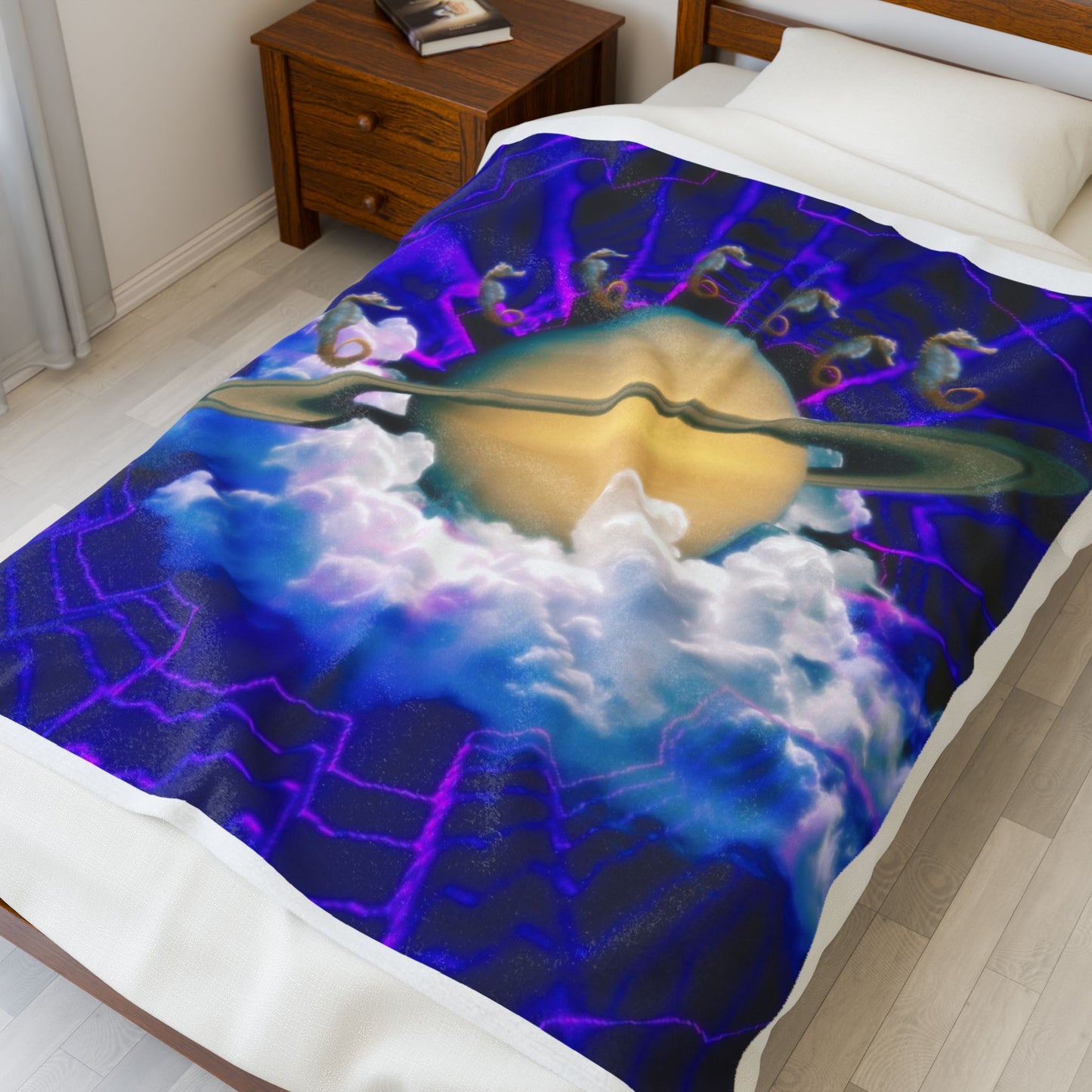 Plush Blanket - Saturn Seahorse Fluffy Blanket
