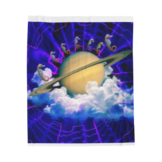 Plush Blanket - Saturn Seahorse Fluffy Blanket