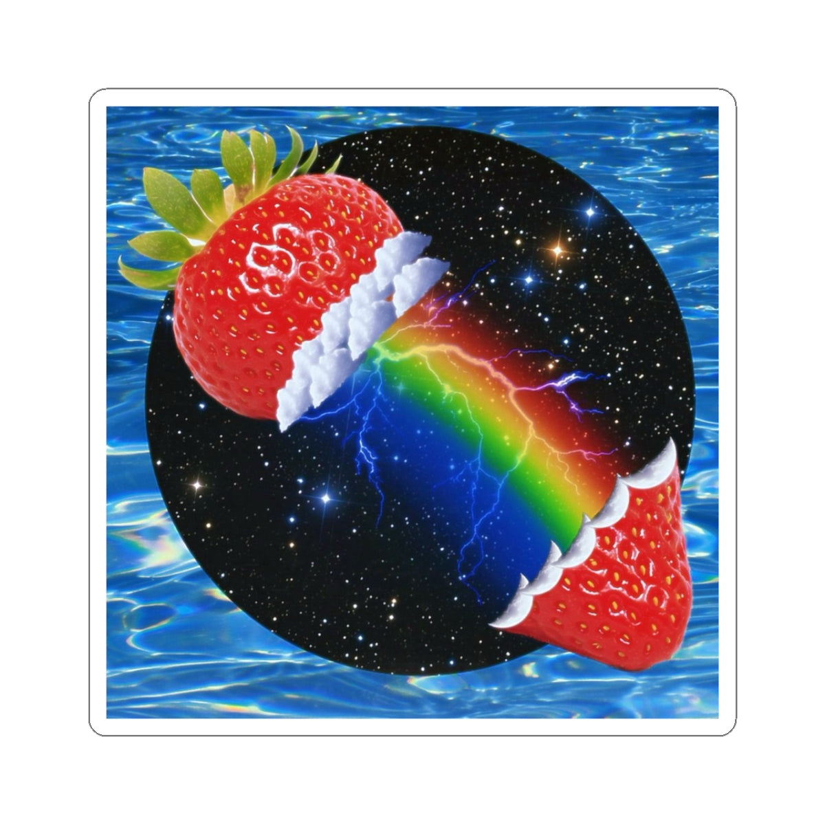 Psychedelic Strawberry Rainbow Sticker — Kiss-Cut Vinyl Laptop Decal